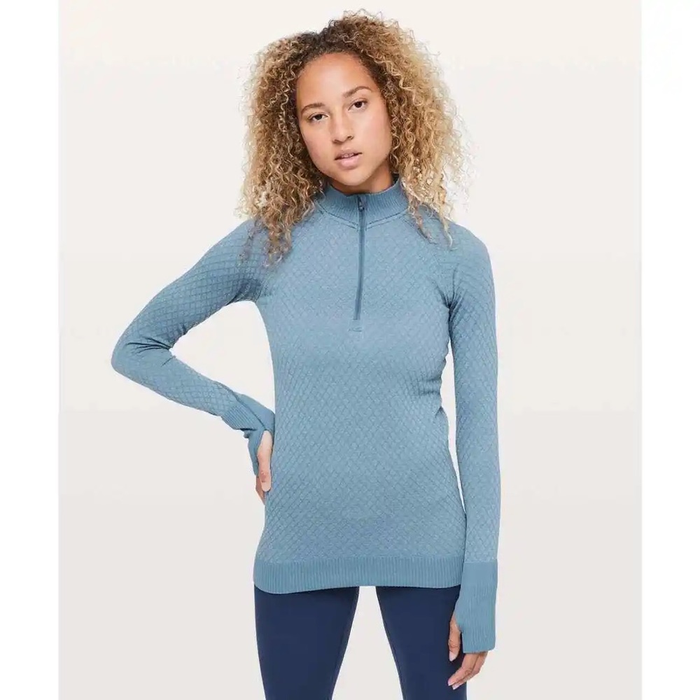 Lululemon Rest Less 1/2 Zip Pullover in Slate Blue